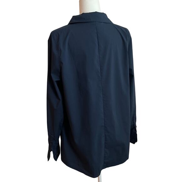 Universal Standard Navy Blouse Cotton Canna Button Down Long Sleeve Shirt - Picture 2 of 6
